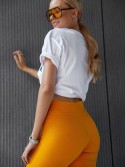 Ribbed women\'s leggings made of mustard cotton TS10 - Online store - Boutique